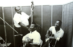 Willie Dixon, Muddy Waters and Buddy Guy at Chess Studios.